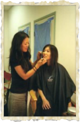 Getting make-up Getting make-up